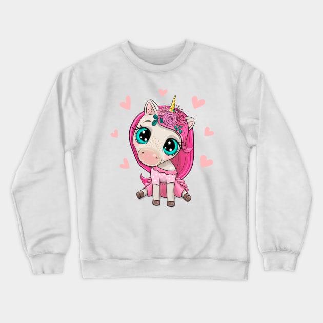 Cute Unicorn Crewneck Sweatshirt by Reginast777